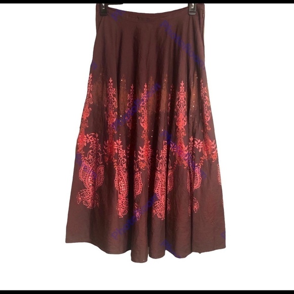 COLDWATER Creek 100% Cotton Maxi Skirt Stretch Waist Side Zip size M - Picture 3 of 4